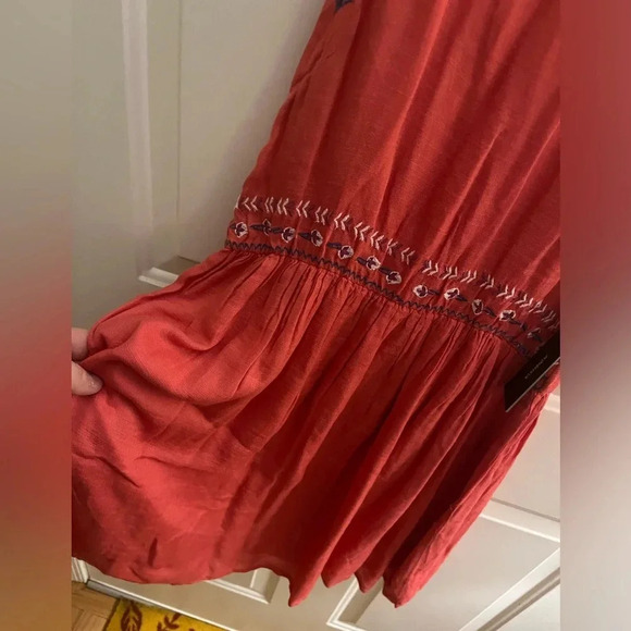 Lulus Sunshine Delight Coral Pink Embroidered A-Line Mini Sun Dress New XS - Picture 6 of 8